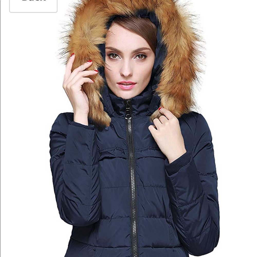 Knee length navy blue jacket